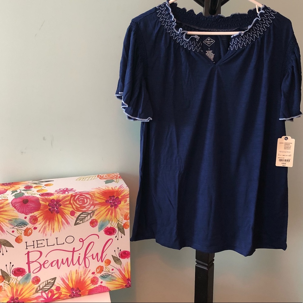 St Johns Bay navy cinched detail flowy sleeves L
